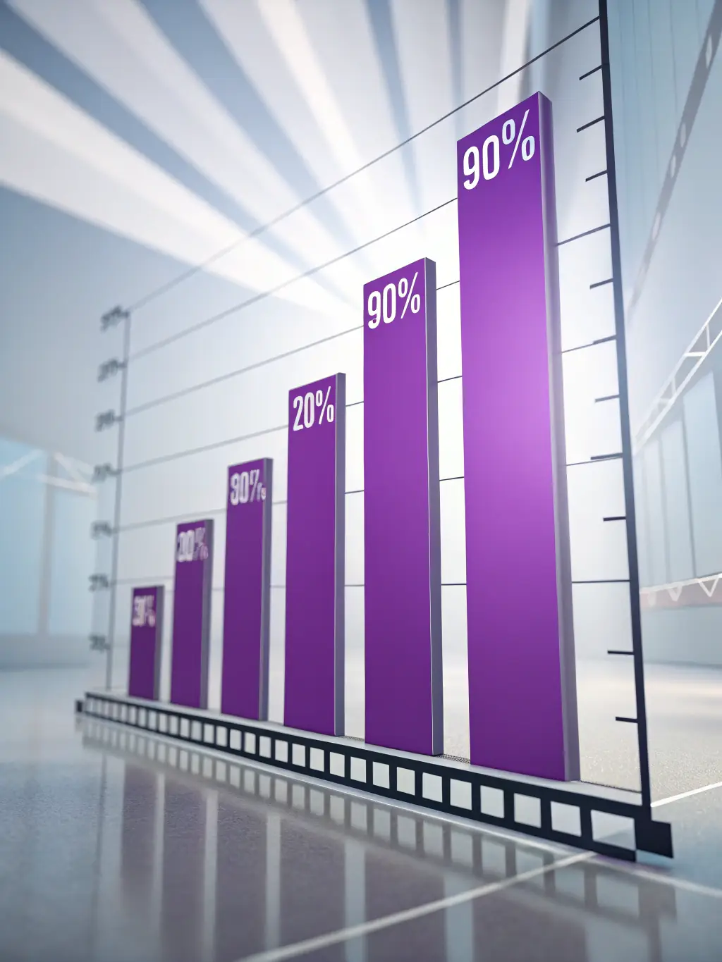 A bar graph showing a 95% pass rate for Propfund Titans' traders, with a clear upward trend, illustrating the high success rate.