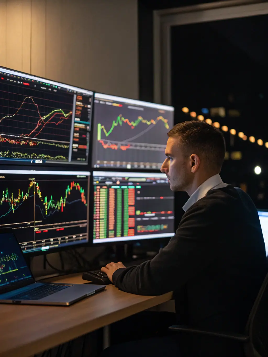 An image depicting a successful trader passing a prop firm's evaluation, with charts showing consistent profitability and risk management.